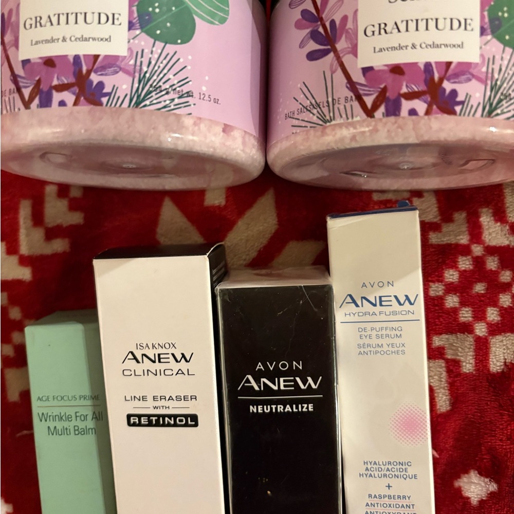 Avon Anew Skincare Set with Lavender Cedarwood Bath Salts